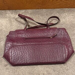 Carpisa Burgundy Faux Ostrich Leather Tote Bag